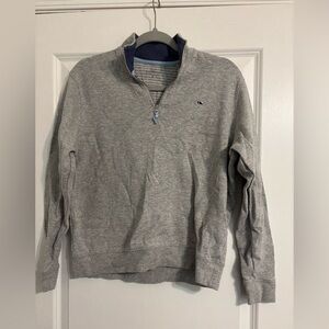 Vineyard Vines Gray Quarter-Zip Pullover Sweater with Navy Trim